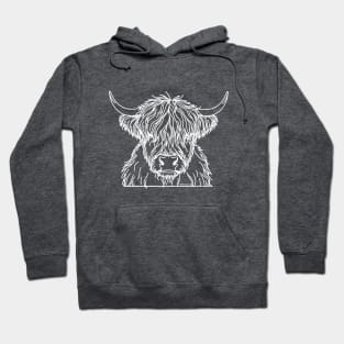 Highland Cow - White Sketch Hoodie